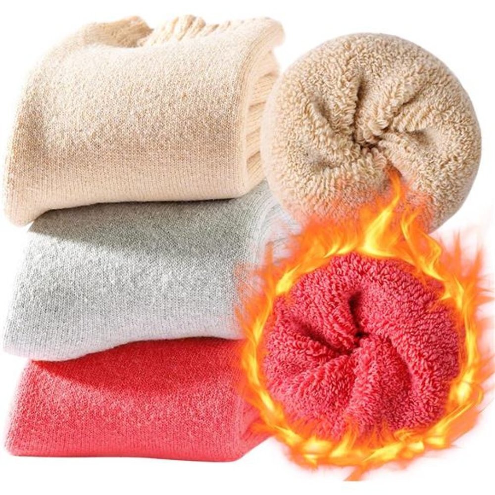 3 Pairs Wool Socks - Calf Socks for Women Thick Warm Socks